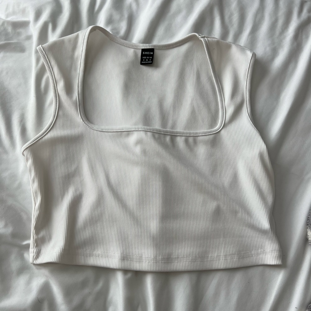 SHEIN White Ribbed Tank Top